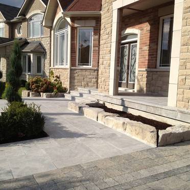 Interlocking stone installation