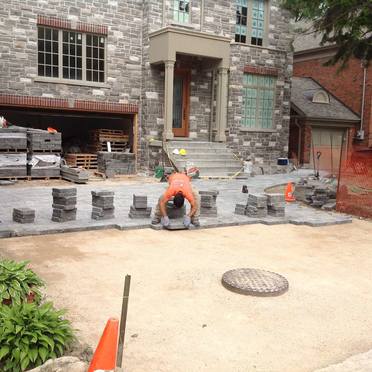 Interlocking stone installation